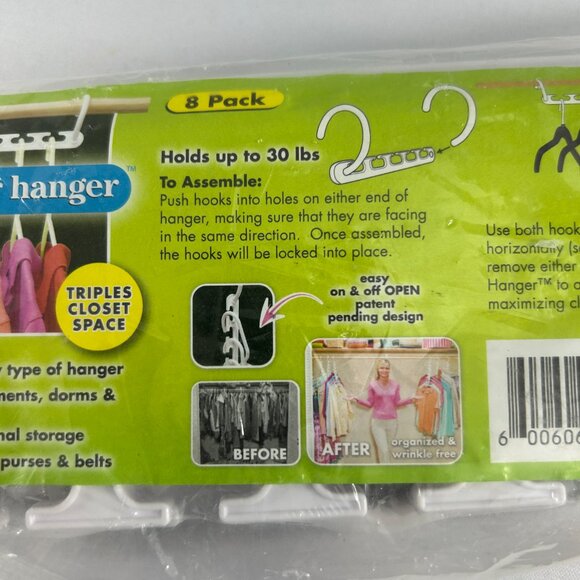 Wonder Hanger 8 Pack Closet Space Saving Organizing As Seen on TV New - Picture 4 of 7